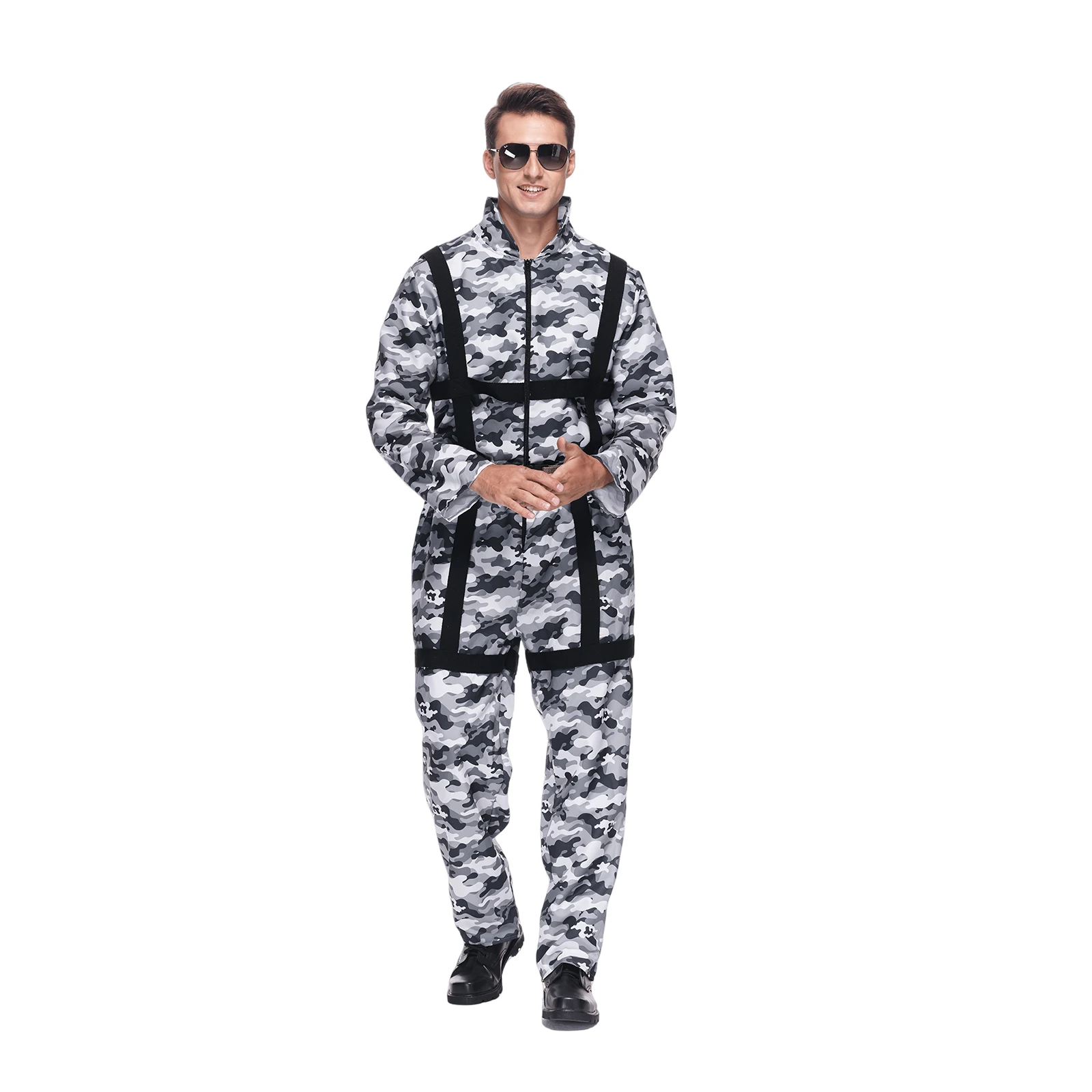 Adult Military Camouflage Jumpsuit Men Paratrooper Halloween Costume  Party Carnival Easter Purim Fancy Dress