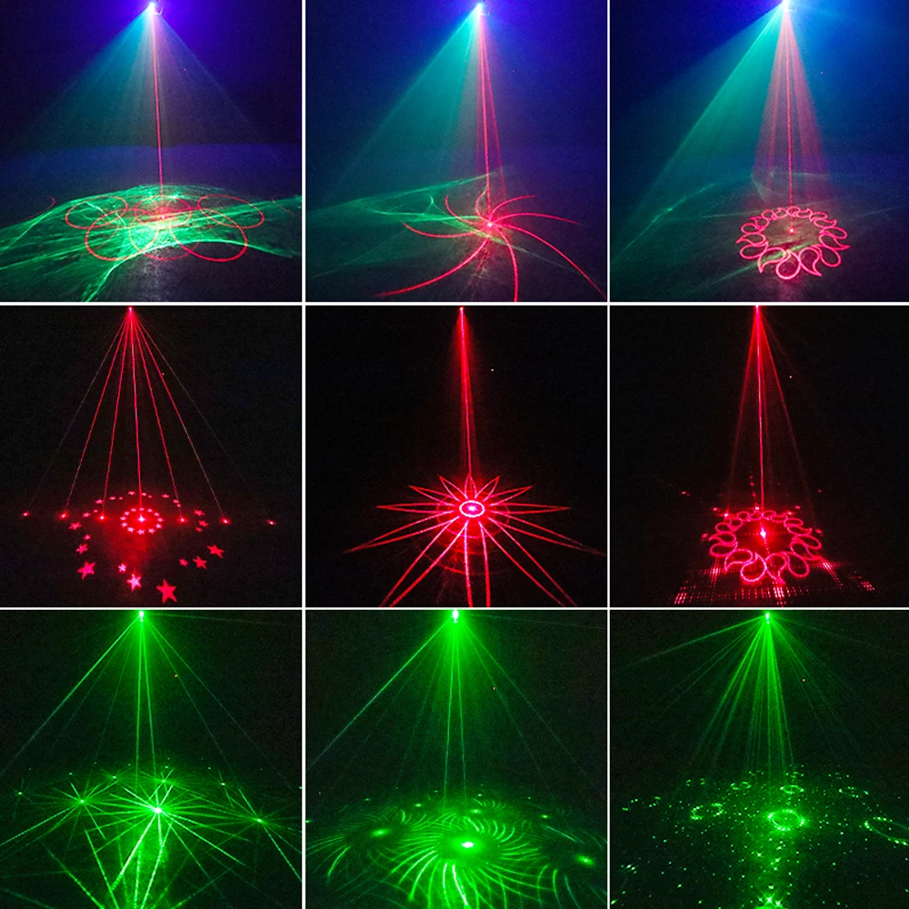 Mini DJ Disco Laser Light Projector Stage Laser Light Strobe Sound Activated Rave Projector Northern Lights Holiday Party Lamp