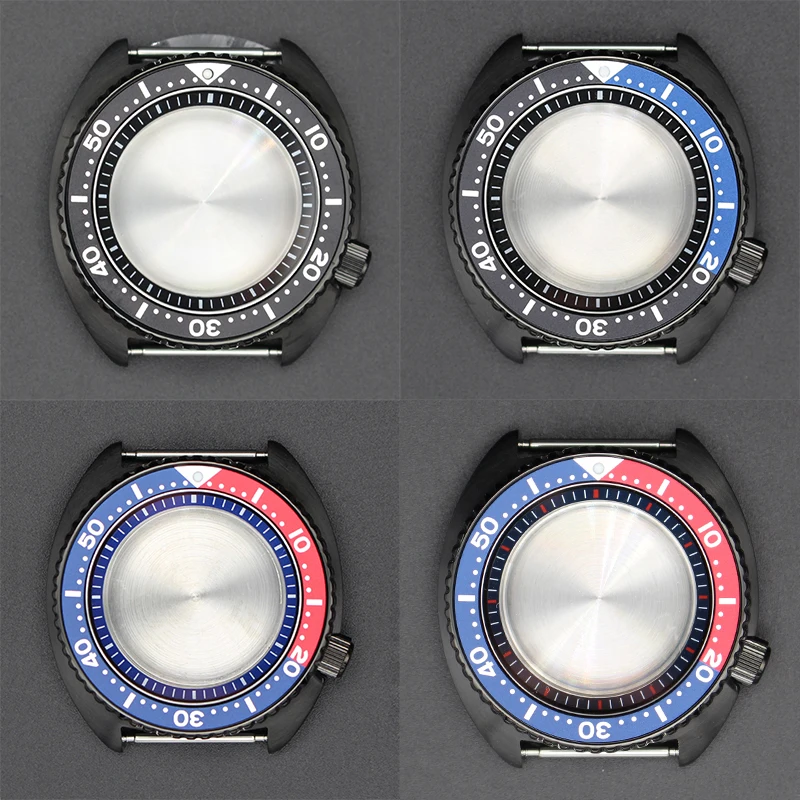 

45mm Black Diving Watch Case For Mod Turtle Abalone NH35 NH36 NH34 Movement for 22mm strap watch case Sapphire Glass Waterproof