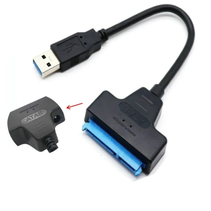 Câble d'alimentation auxiliaire pour disque dur HDD SATA vers USB 2.0 et 3.0, câble de disque dur facile à utiliser, Type-C 3.1 vers SATA7 + 15 broches, 2.5 pouces