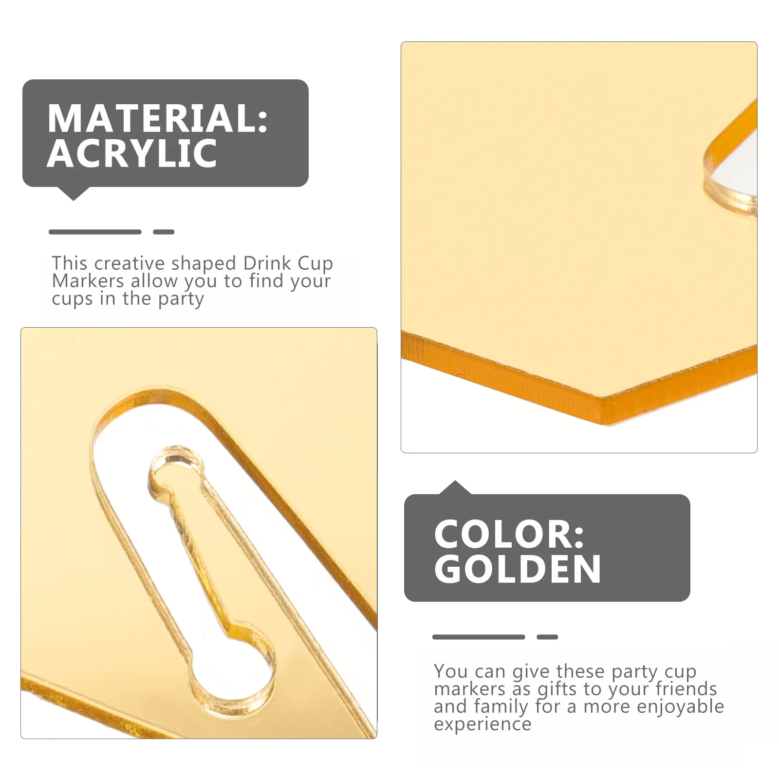 

20Pcs Acrylic Wine Markers Reusable Decorative Drink Tags Portable Cup Charms for Party Dinner Bar Use Drink Tags