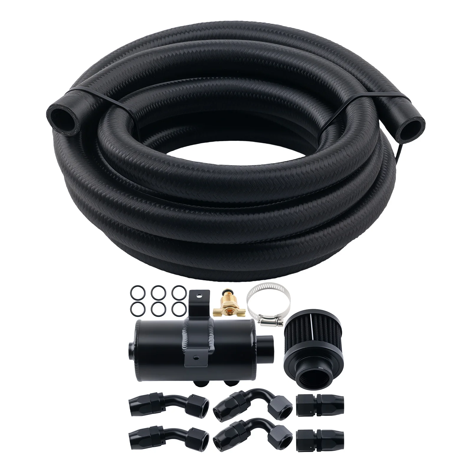 

Маслоуловитель с перегородками 0.75 л (750 мл) 10AN с комплектом фитингов для топливных шлангов 3M