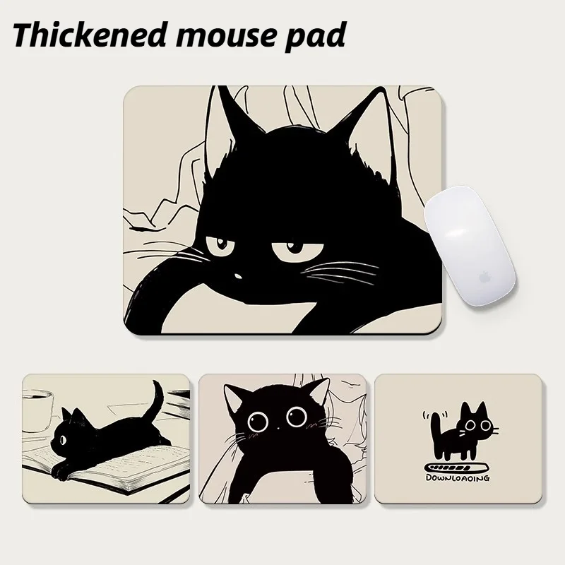 Computer Mouse Pad Cute Black Cat Mouse Pad Thick Anti Slip Soft Pad Office Computer Desk Pad Wrist Protection Pad