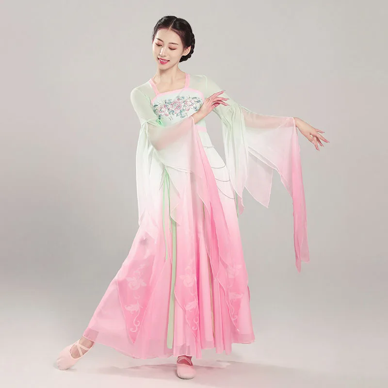 زي أداء الرقص الصيني الأنيق، ملابس داخلية كلاسيكية من الشاش الغازي الخيالي، تصميم جديد لعروض الرقص والعروض #3