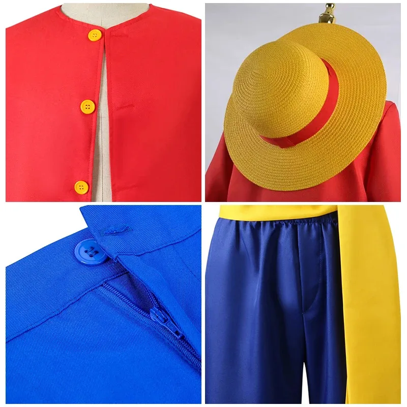 Disfraz de anime Cosplay, abrigo de Anime Jeremy, sombrero de paja rojo, disfraz de Carnaval de Halloween para niños adultos