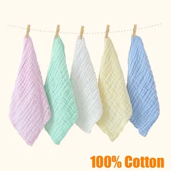 5PCS Baby Bath Towel 100% Cotton Muslin Squares 6 Layers Gauze Kid Facecloth Face Wash Wipe Hand Soft Newborn Stuff Handkerchief