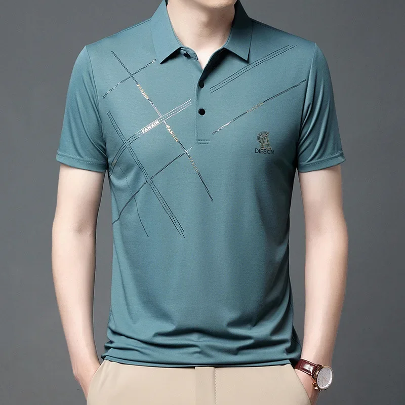 Men's POLO Shirt Summer Short-sleeved T-shirt Lapel Men's Printed Casual Fashion Top