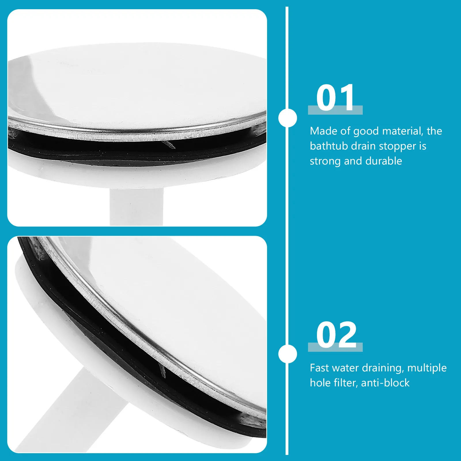 

Rotatable Plastic Bath Drain Stopper with Silicone Seal Ring Fast Drainage Multi-Hole Filter Hair Block Prevention Easy Install