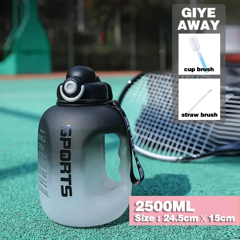 

2.5L Large Capacity Sports Water Bottle Outdoor Fitness Kettle Gradient Plastic Water Cup Students Portable Big Ton Ton Barrel