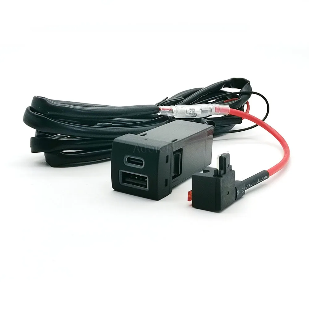 الأزرق LED سيارة المزدوج مقبس شاحن الهاتف USB QC3.0 Type-C PD صالح لتويوتا هايلاندر لاند كروزر ل برادو 150 Rav4 كامري #5