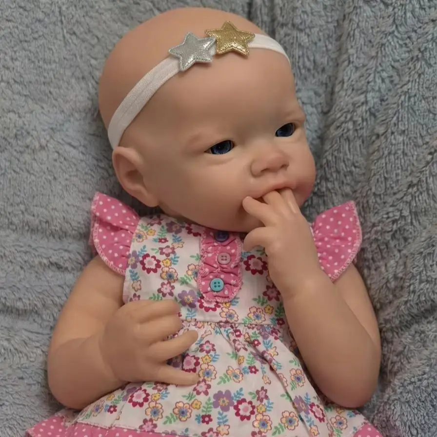 18‑Inch Full Silicone Collectible Doll, Open Eyes Design, Lifelike Realistic Texture, Flexible Poseable Body for Display
