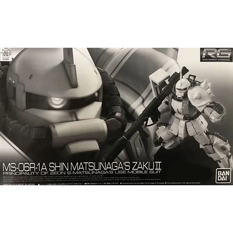 BANDAI Original PB RG 1/144 MS-06R-1A ZAKU II SHIN MATSUNAGA Plastic Model Kit Assembly/Assembling Anime Action Figure Toys Gift