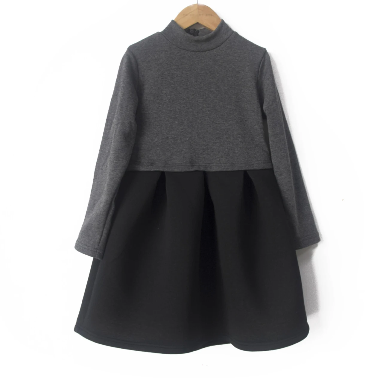 New Girls Winter High Neck Dress Cotton Elegant Teenager Children Kids Long Sleeve Autumn Winter Pleated Princess Dress Clothing