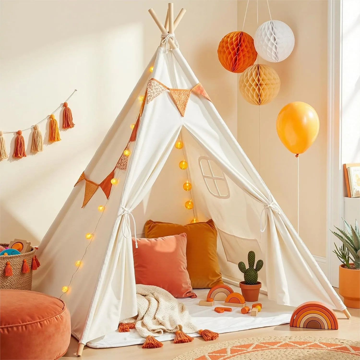 

Kids Teepee Tent for Girls Boys with Carry Case, Foldable Play Tent for Toddler Indoor Outdoor, Portable Playhouse Children Tent