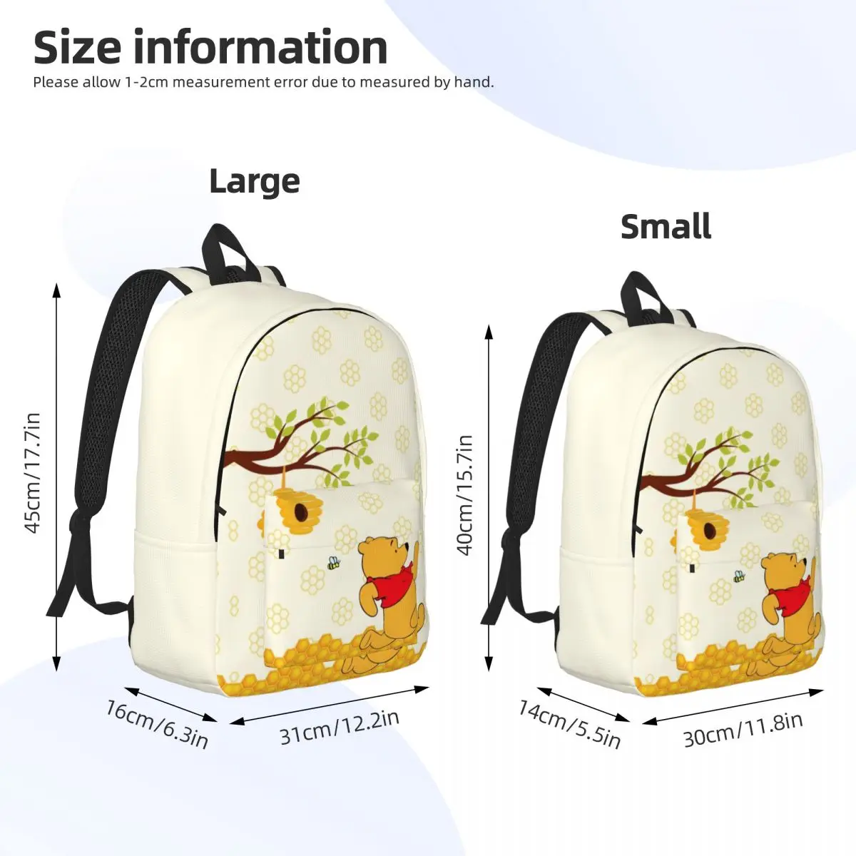 Custom Winnie Pooh Bear Cartoon Travel Canvas Backpack Women Men School Computer Bookbag College Student Daypack Bags