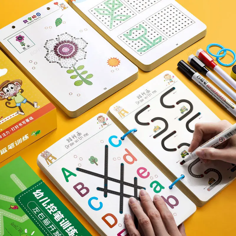 educacao infantil brinquedos educacao infantil copybook de controle de treinamento kindergarten erasable workbook grupo exercicios magico tracing puzzle 01