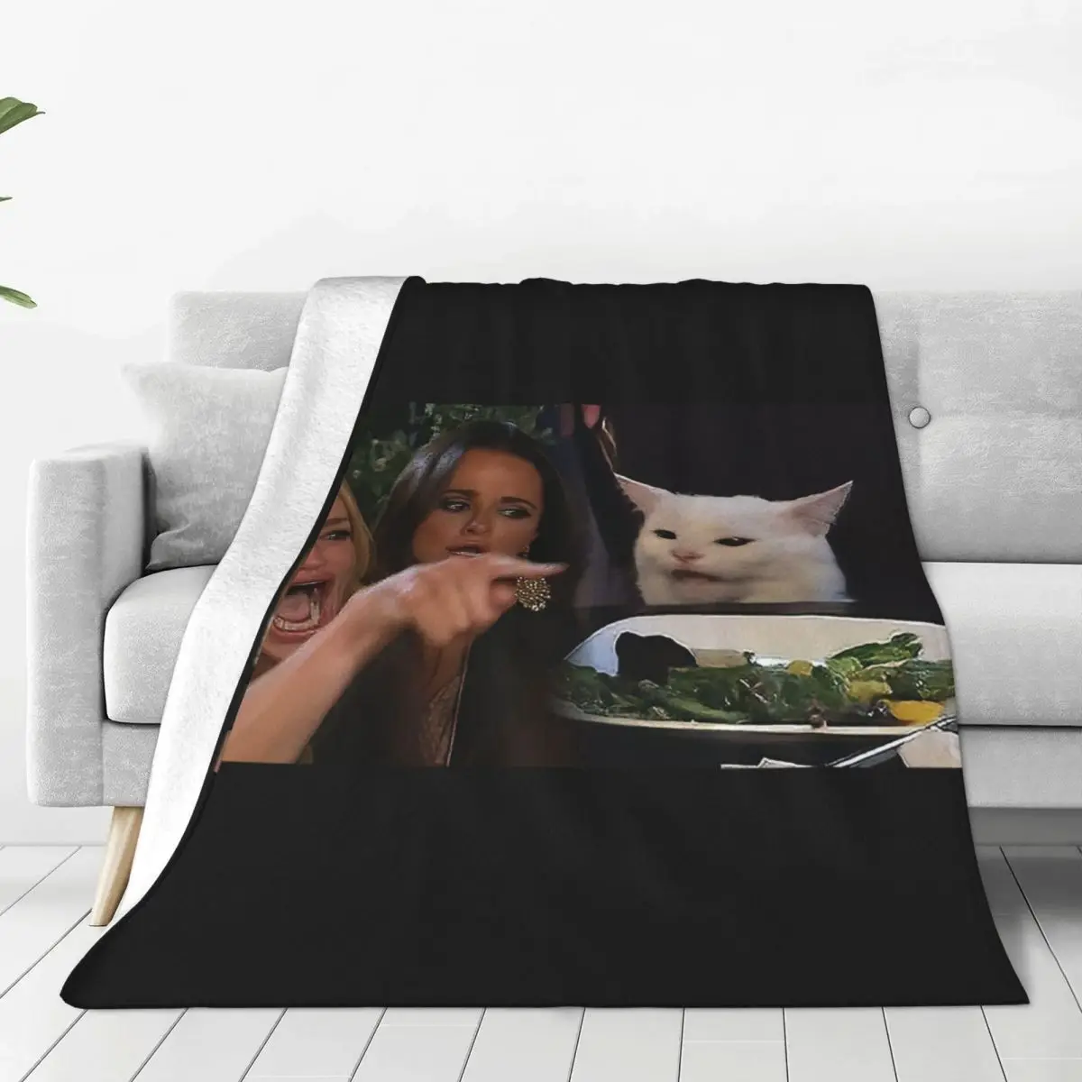 Woman Yelling At A Cat Blankets Fleece Warm Sofa Throw Blankets For Couch Bedding Travel Throws Bedspread Quilt