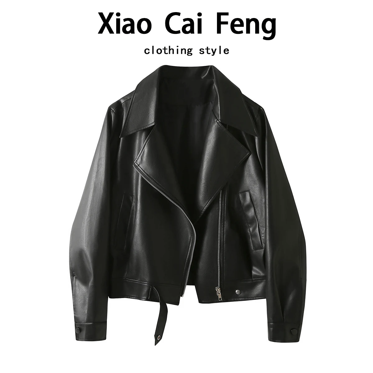 Outono couro do plutônio motociclista jaet feminino cor café terno colarinho versátil longo sve casaco dreng no vento foi