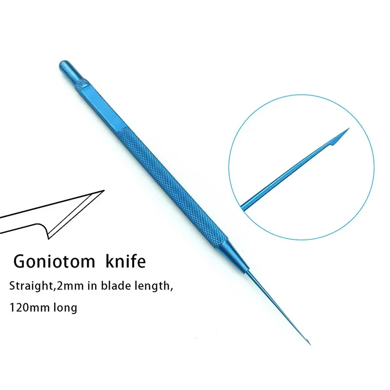 1pcs Titanium Straight Goniotomy Knife 2mm Straight Blade Autoclavable veterinary Ophthalmic Microsurgical Instrument 120mm Long