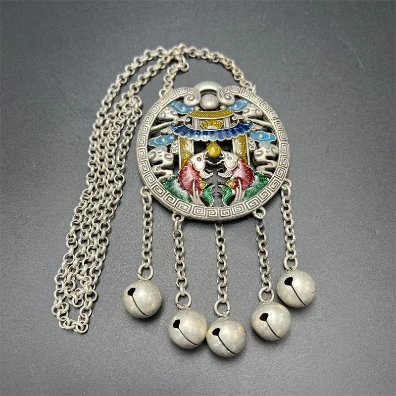 Jewelry Collection Cloisonne Carp Jumping Dragon Gate Lock Pendant Accessories