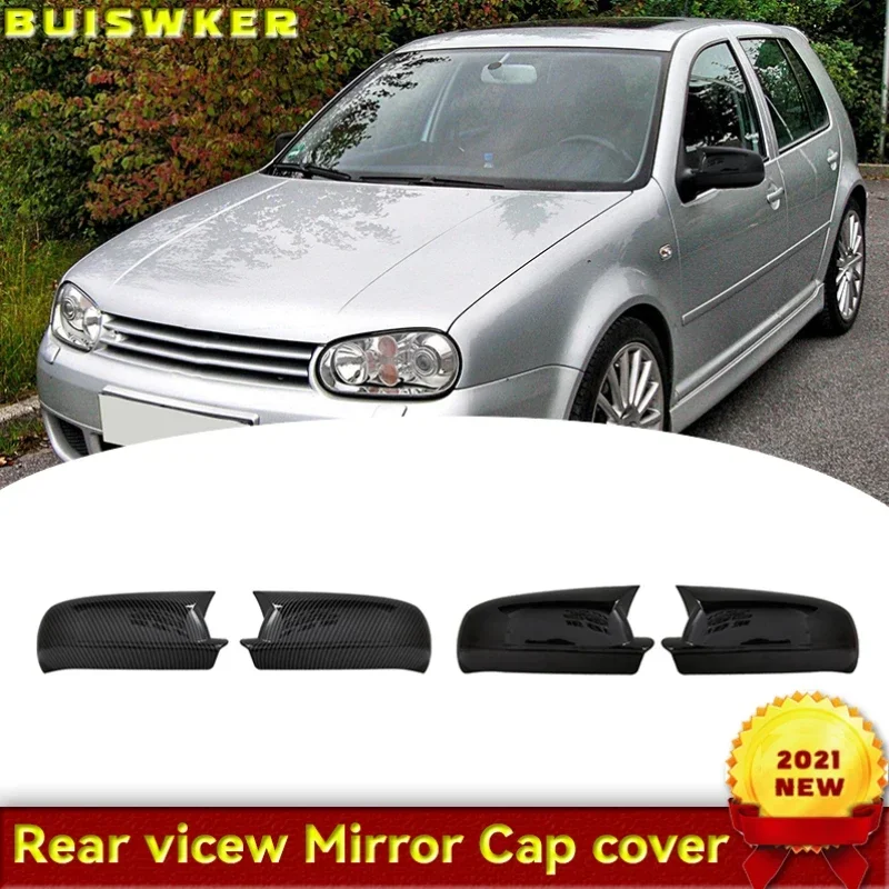 

For Vw Golf Mk4 Passat B5 1998-2005 Jetta 2001 2002 2003 2004 Rearview Mirror Covers ABS Carbon Fiber Gloss Black