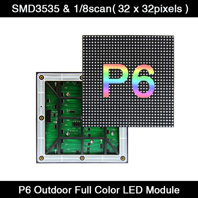 

AiminRui P6 светодиодный дисплей для улицы, полноцветный модуль RGB, панель SMD3535, 192*192 мм, рекламная плата, 1/8 сканирования, 32x32 пикселей