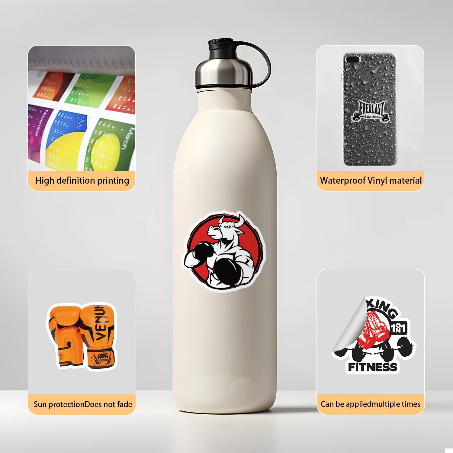 50 pçs esportes boxe dos desenhos animados adesivos personalizado legal criativo diy papelaria caixa copo de água scrapbook decalque à prova dwaterproof água brinquedo presente