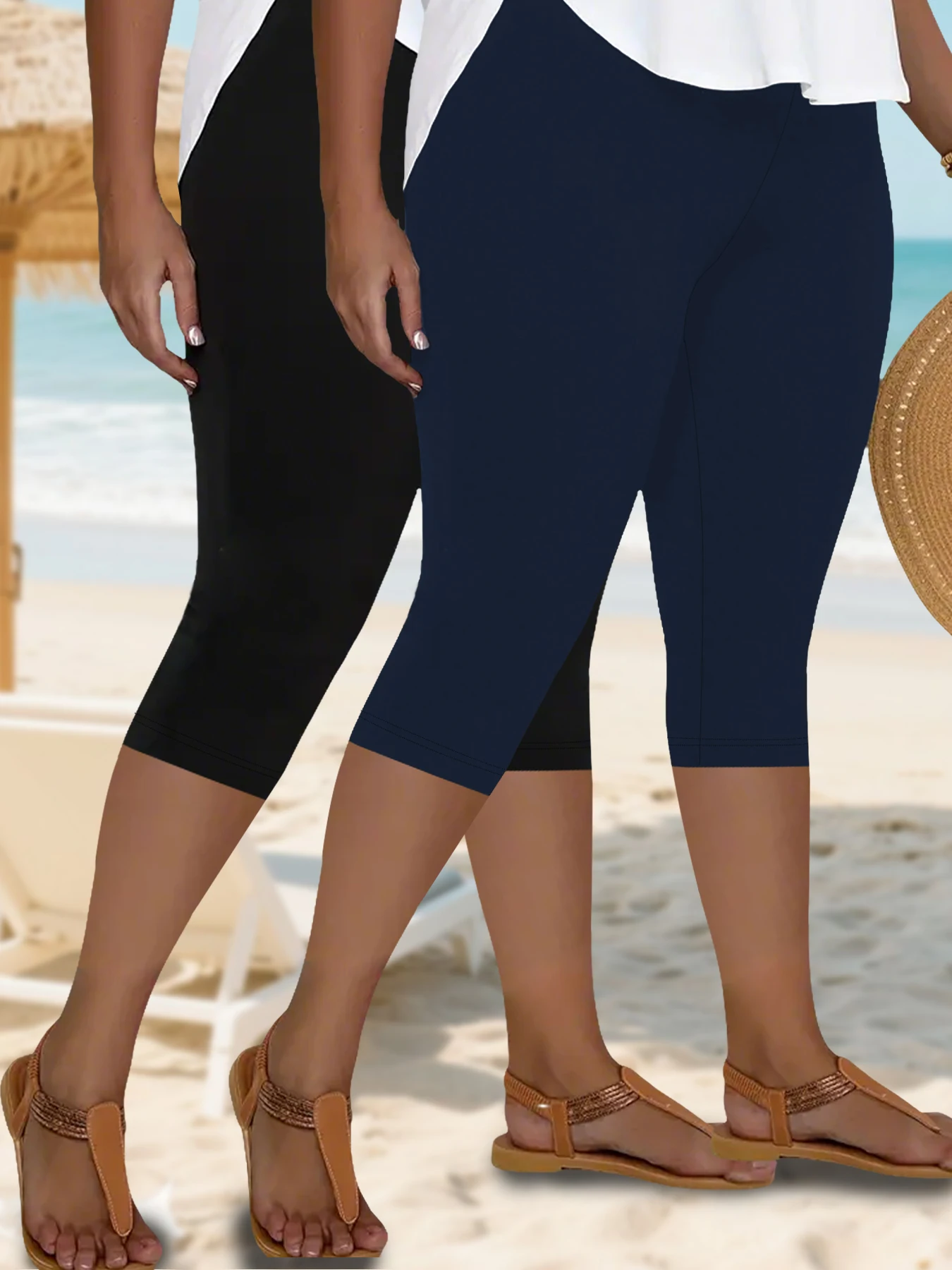 

Комплект из 2-х штук: спортивные леггинсы для йоги больших размеров для женщин, супермягкие капри, не просвечивающие, для тренировок, бега, дома и повседневной носки.