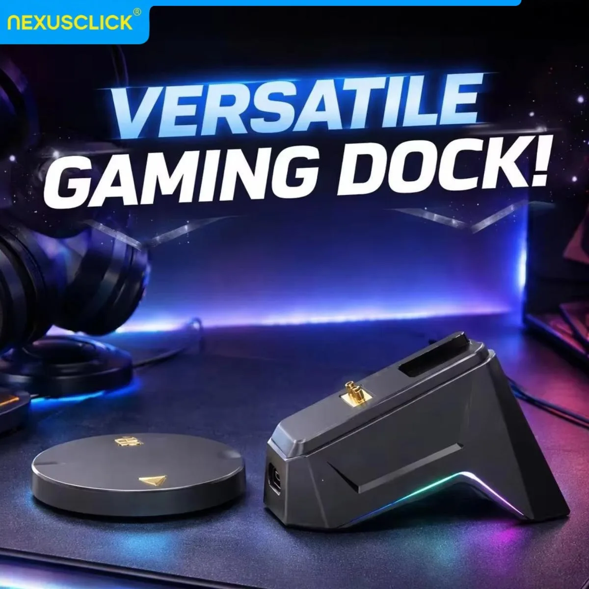 NEXUSCLICK USB Hub Extender Wireless Mouse Charging Dock,RGB Magnetic Charging Base For Logitech GPW G Pro G502 G903 Gamer Mouse
