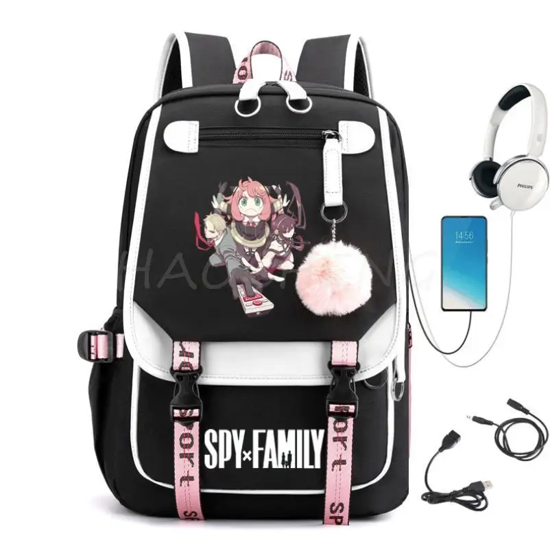 New Spy x Family Anya Forger Backpack Usb Charging School Bags Teenage Girls Boys Laptop Back Pack Women Men Travel Mochilas