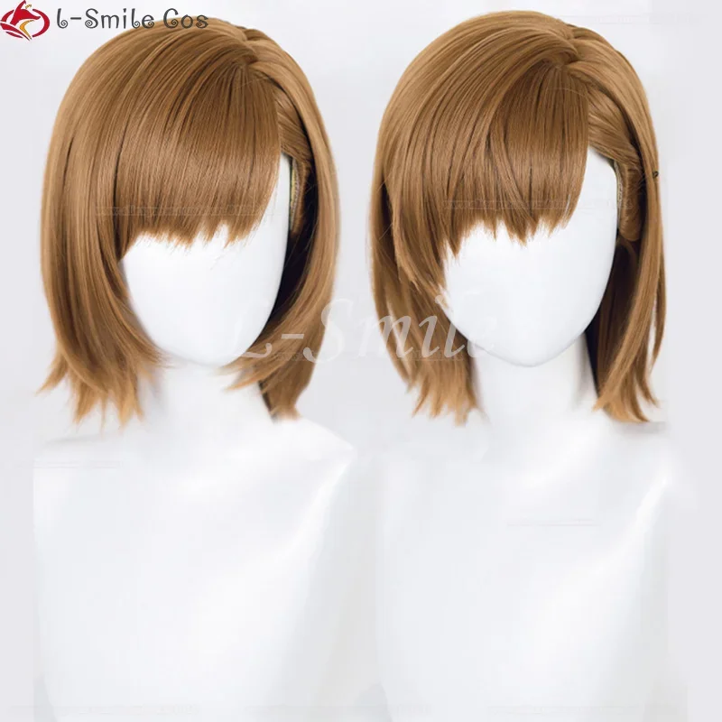 Misaka Mikoto Cosplay Wig Anime Cosplay 38cm Brown Heat Resistant Hair Cosplay Anime Wigs Wig Cap