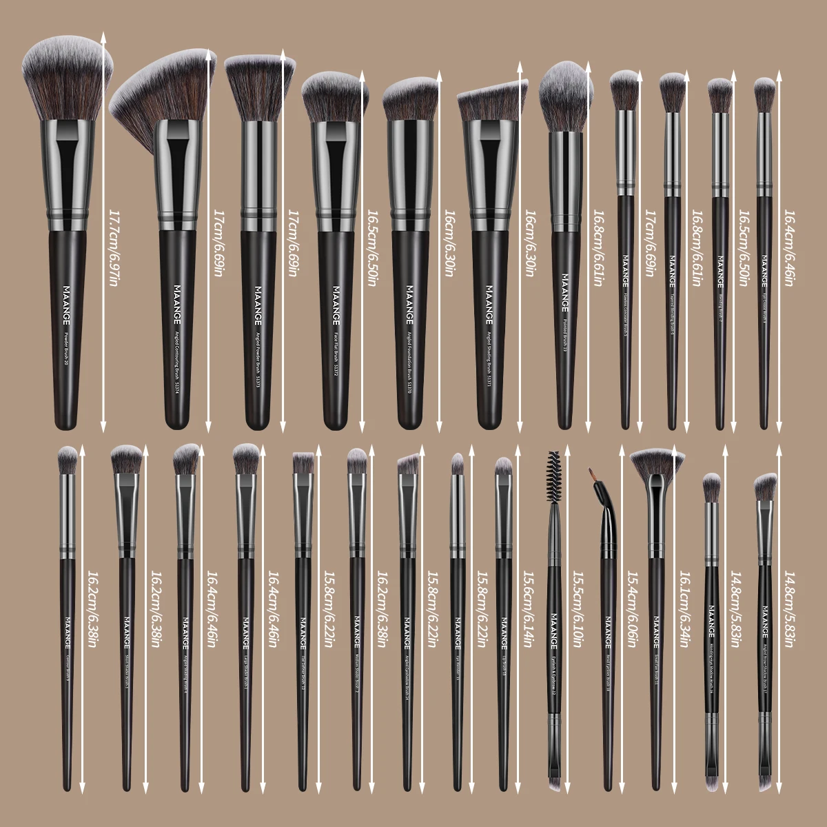 MAANGE 25Pcs Professional Gift Box Makeup Brushes Kit Face Eye Beauty Brushes for Foundation Conceal Eyeshadow Contour Brush Kit
