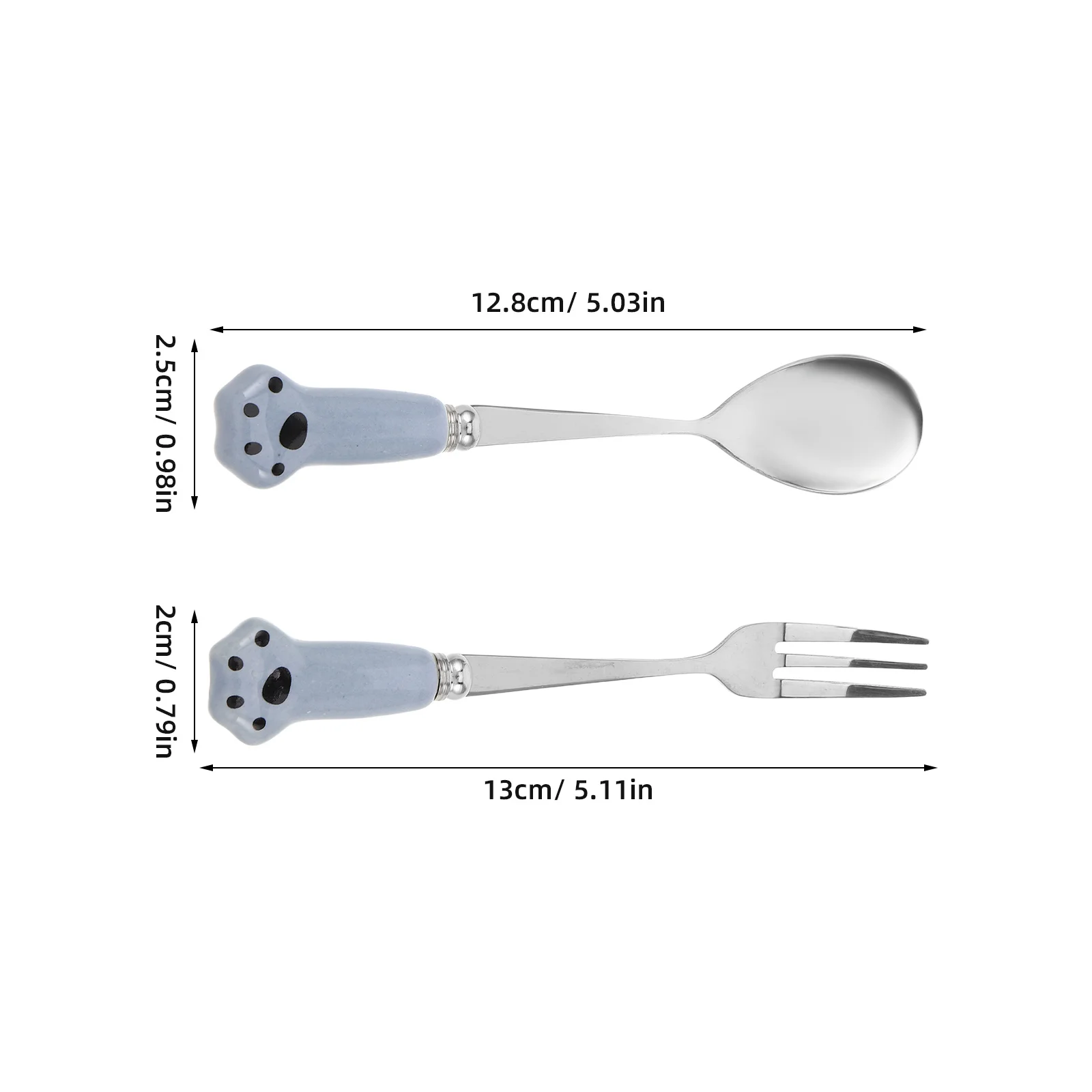 12 قطعة أدوات تغذية الحيوانات الأليفة الفولاذ المقاوم للصدأ مقبض طويل القط ملعقة الكلب الغذاء الرطب خلط شوكة متعددة الوظائف تغذية مغرفة- #2