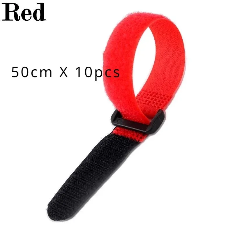 Atacado 10 peças de gancho e laço reutilizáveis fixação durável cabo de nylon correias de fixação laços funcionais, comprimento 20cm, 50cm opcional