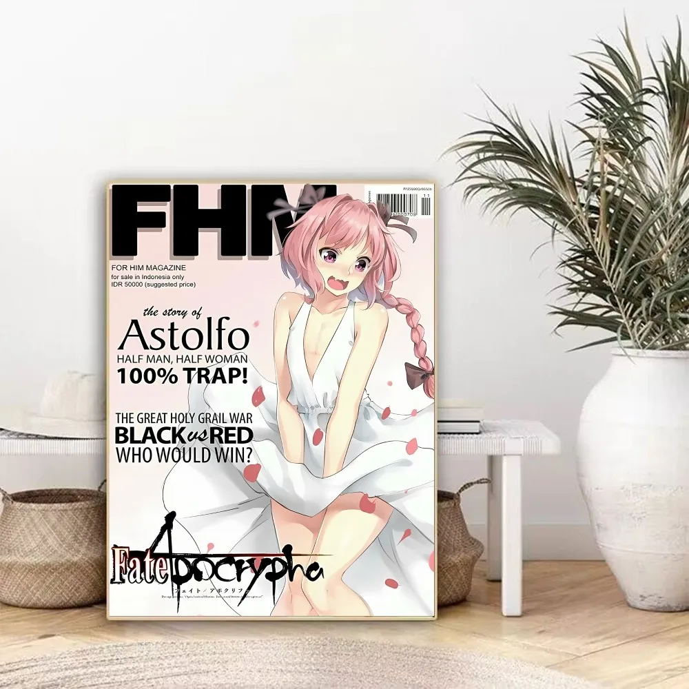 Fate Apocrypha Astolfo Self-adhesive Art Poster Fancy Wall Sticker for Living Room Bar Decoration Vintage Decorative Painting