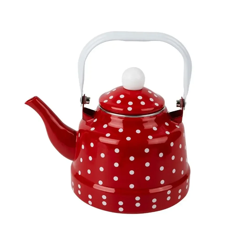 Vintage Enamel Enamel Tea Kettle Handmade European Style Tea Pot Comfortable Handle No Whistling Water Jug Outdoor