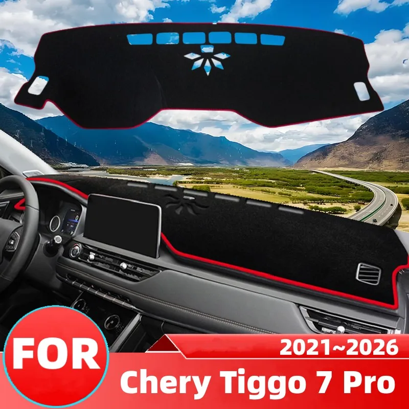 Für Chery Tiggo 7 Pro 2020 2021 2022 2023 Auto-Armaturenbrett-Abdeckung Wildleder-Sonnenschutz Anti-UV-Teppiche Rutschfeste Schutzmatte Zubehör
