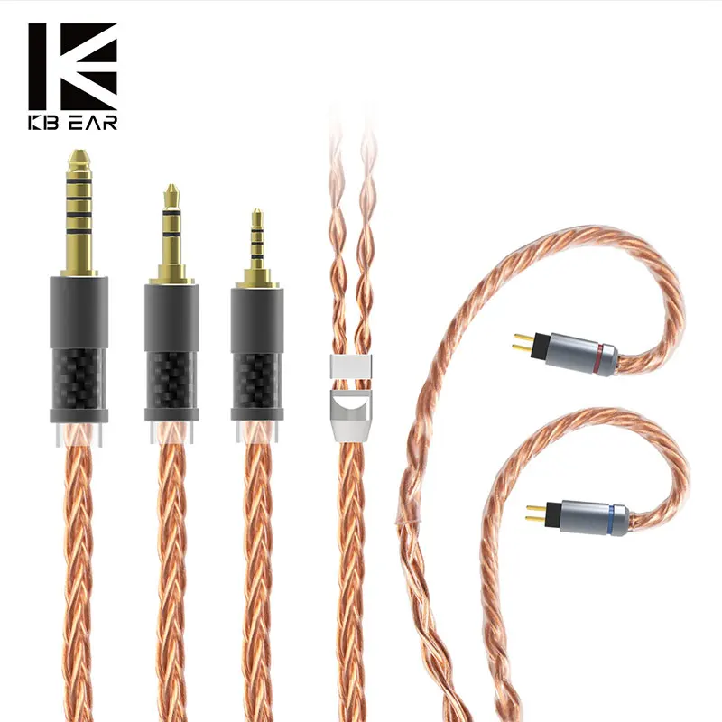 

KBEAR Crystal-C 8Core 7N OCC Upgrade Earphone Cable Adopting PVC 152 Strands Litz Wires Earbuds 2.5/3.5/4.4mm Plug KBEAR Aurora