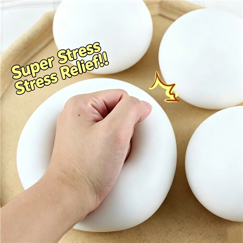 White Big Mantou Squeeze Ball Flour Filled Kawaii Slow Rising Squishy Stress Relief Fidget Toy Hand Play Gift for Adults ADHD