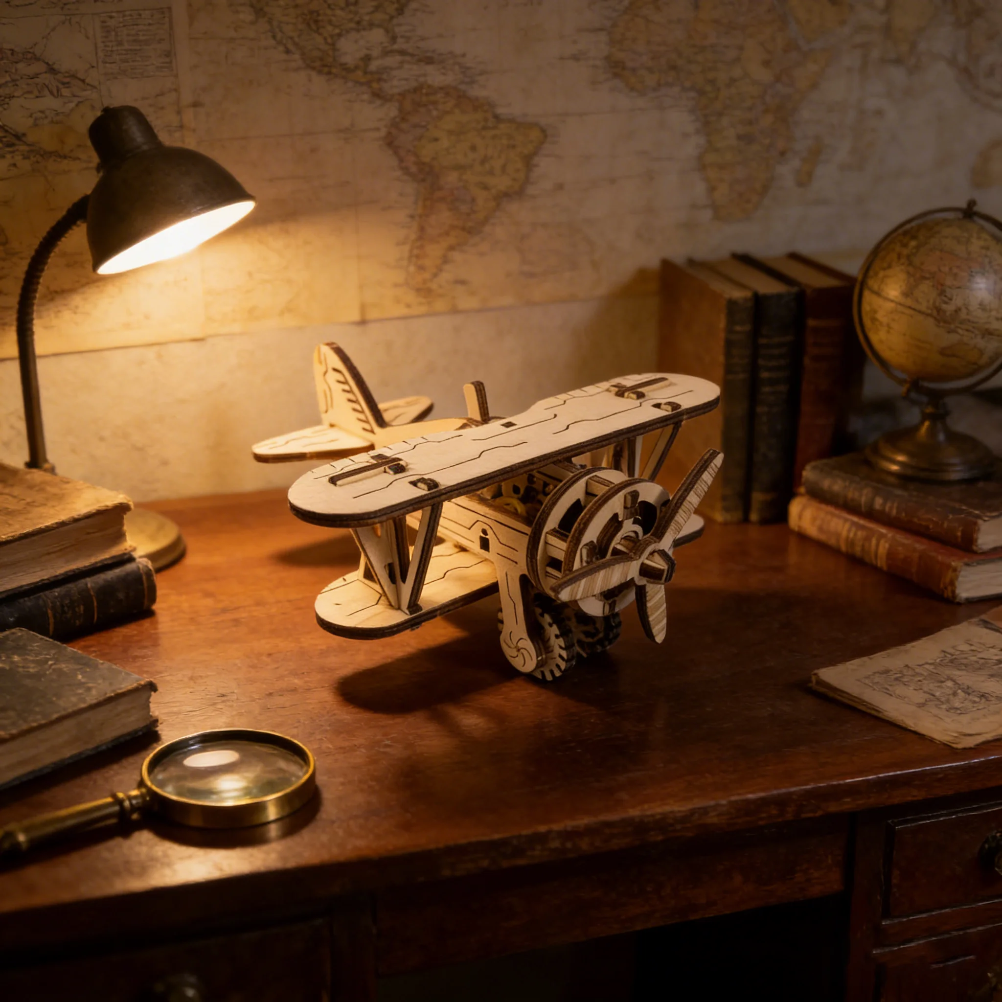 Drewniane puzzle 3D - samolot, model do samodzielnego montażu, idealny na prezent urodzinowy, Halloween, Wielkanoc, Boże Narodzenie lub Nowy Rok