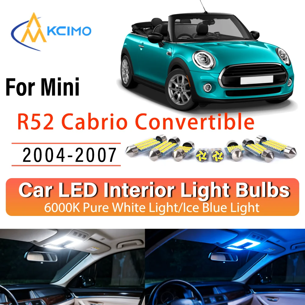 For Mini R52 Cabrio Convertible 2004-2007 Persistent Glow LED Interior Light Kit Replacement Dome Map Trunk Cabin Lamps Upgrade