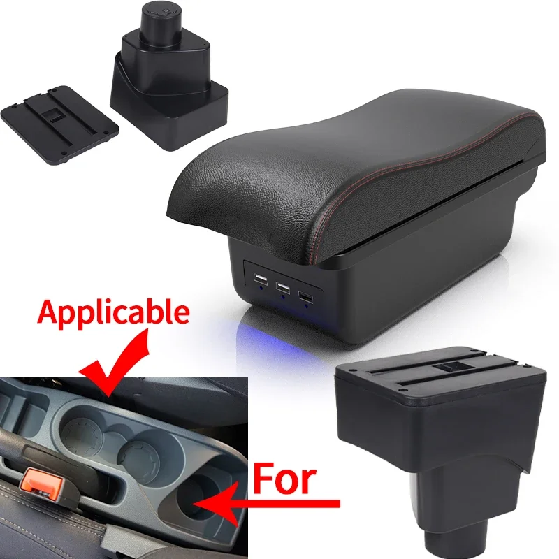 For Ford EcoSport car armrest interior modification USB center console double-layer storage box car accessories