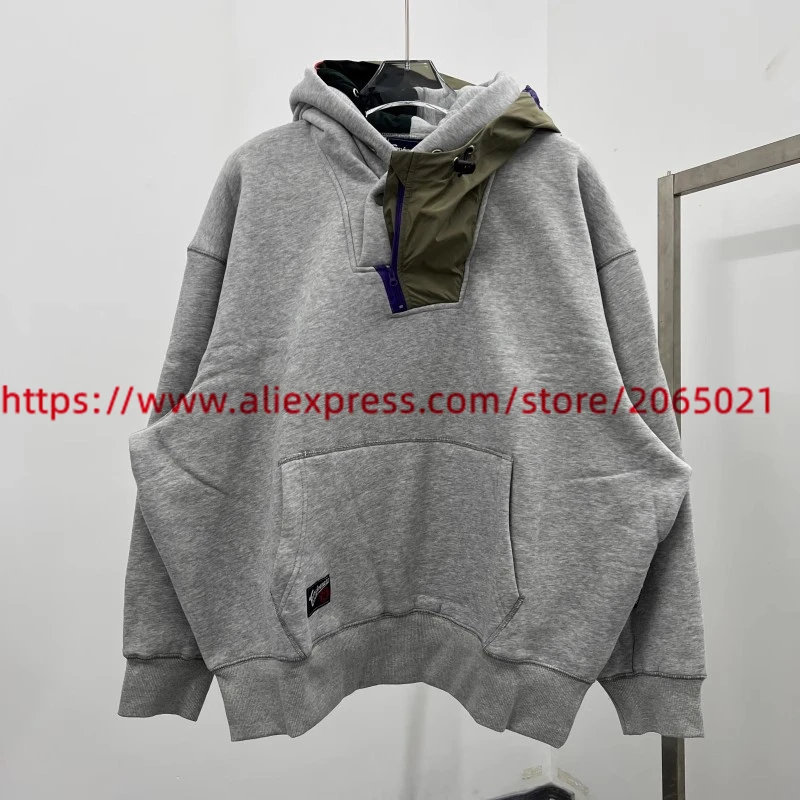 2023fw Bilayer Hoodie Men Women High Quality Blue Gray khaki Pullover