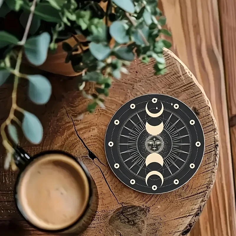 2D Mysterious Black Pattern Wooden Coaster Design Low-profile High-quality Table Protection Home Decor Party  Seasonal Decor