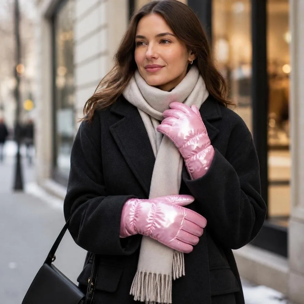 Waterproof Suede Down Cloth Driving Gloves Soft Thicken Winter Cycling Gloves Warm Vintage Touch Screen Gloves Daily Commute