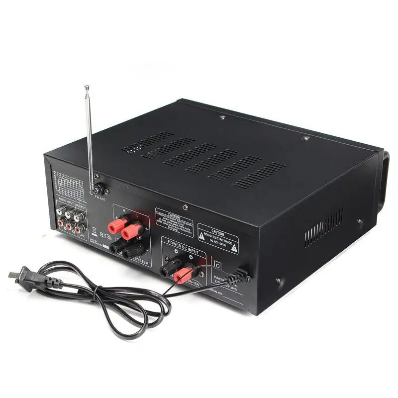 12V to 220V Audio Power Amplifier 2000W Bluetooth HiFi Amp Speaker with Remote Control for Car Home Square Dancing 2.0 Channel