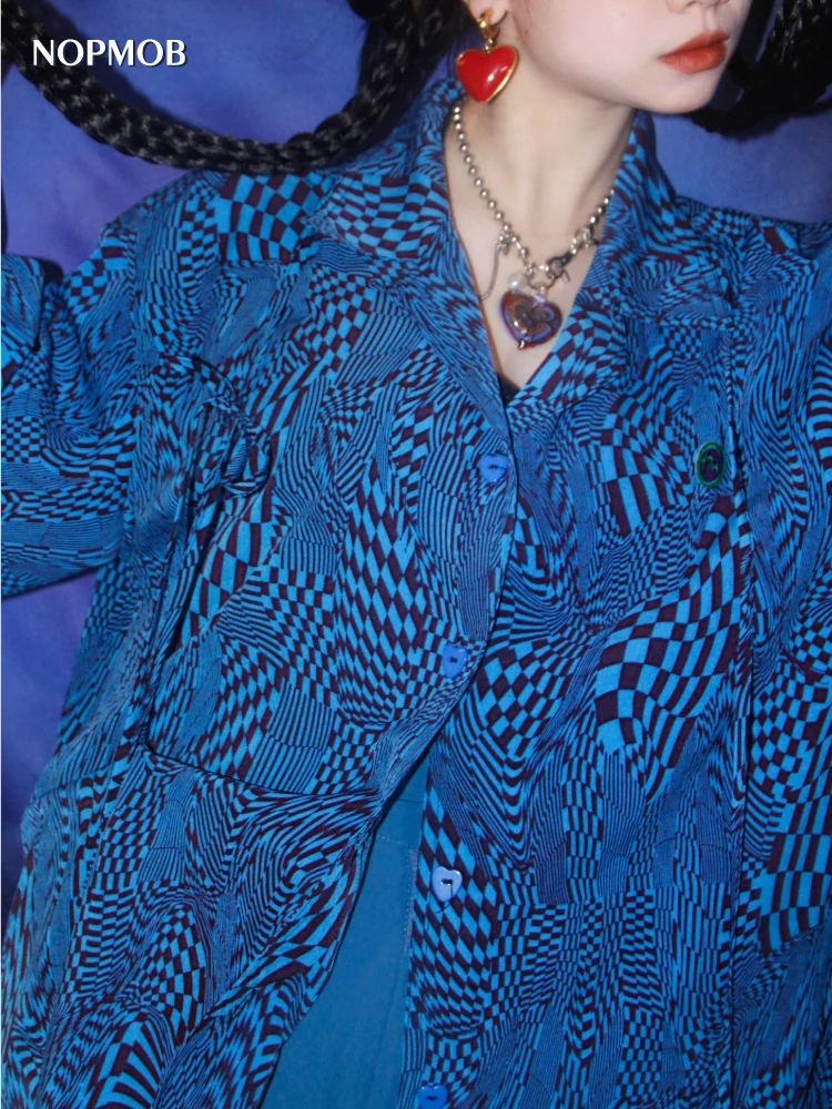 

Синяя свободная женская рубашка Blue Nightmare оригинального дизайна с деконструированным воротником на завязках, тонкая, модная