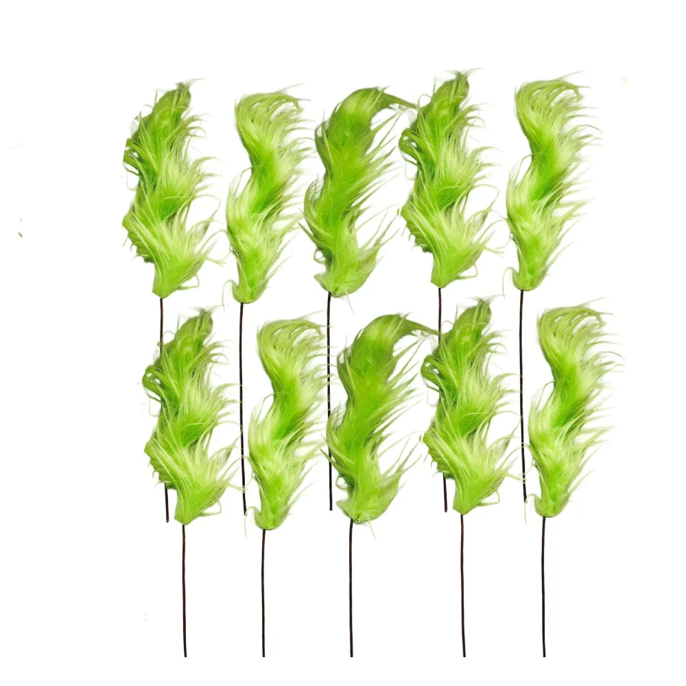 

10pcs Artificial Fluffy Green Curling Rod Decoration Fake DIY Material Christmas Tree Topper Creative Simulation Green Plants