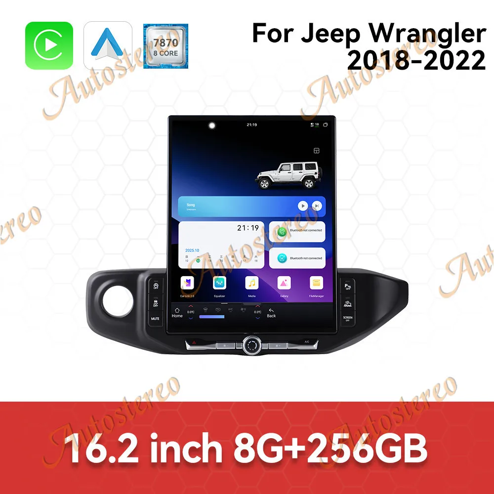 

16.2'' Carplay Android 15 For Jeep Wrangler 2018-2022 Screen Car Multimedia Player GPS Navigation Head Unit Car Radio Media