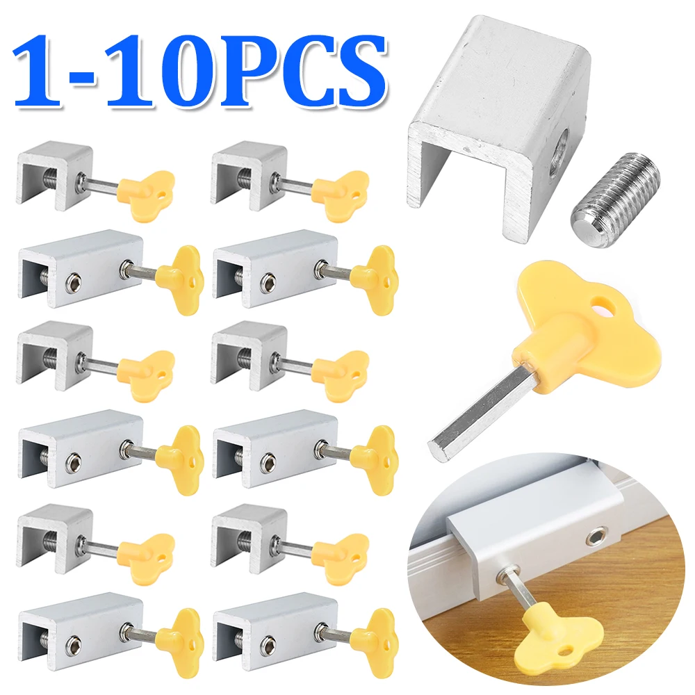 1-10PCS Child Safety Window Limiters Home Security Windows Lock with Key Window Safety Locks for Vertical Sliding Windows